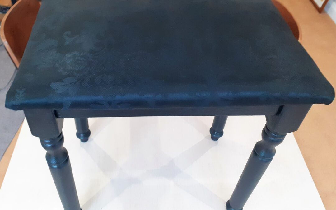 Classy Black Covered Stool by Georgina